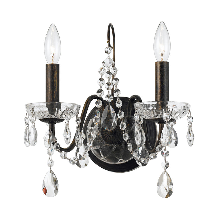 Crystorama Butler 2 Light Hand Cut Crystal English Bronze Sconce