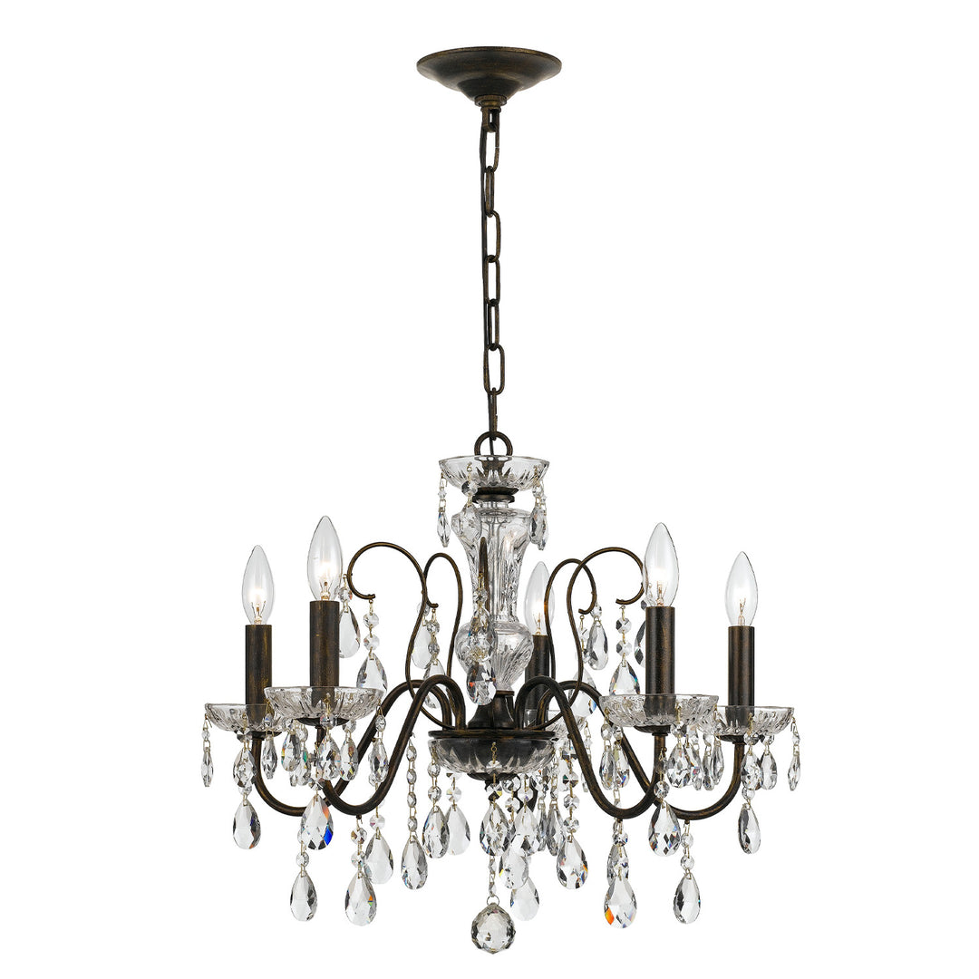 Crystorama Butler 5 Light Hand Cut Crystal English Bronze Chandelier