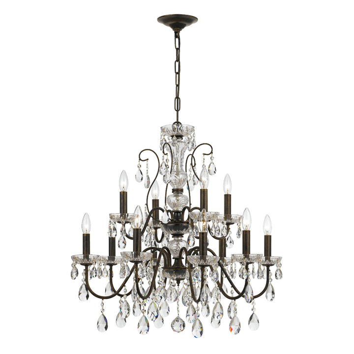 Butler 12 Light Hand Cut Crystal English Bronze Chandelier