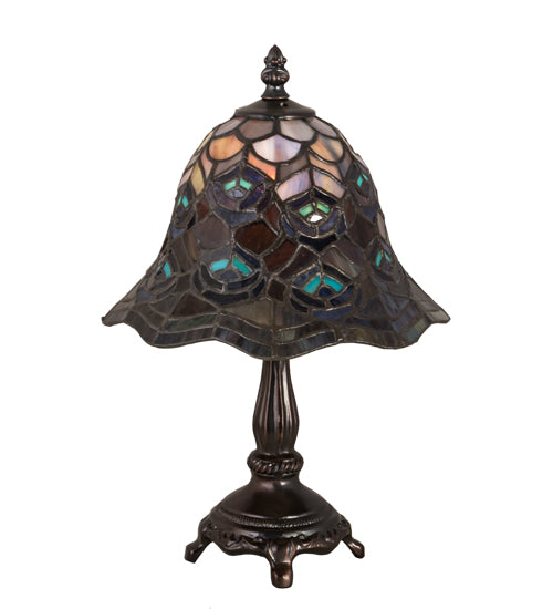 13.5"H Tiffany Peacock Feather Mini Lamp