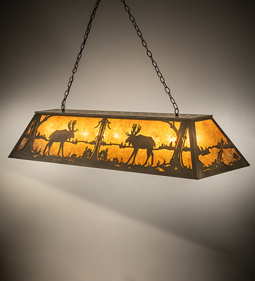 60" Long Moose At Lake Oblong Pendant