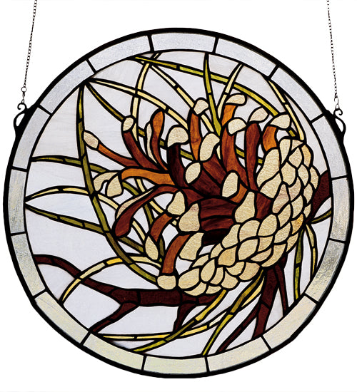 17" Wide X 17" High Pinecone Stained Glass Window