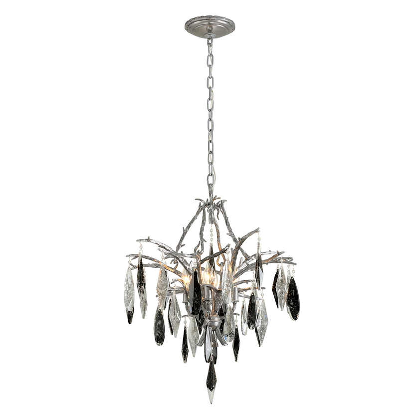 Nera Chandelier 23" - Blackened Silver Leaf