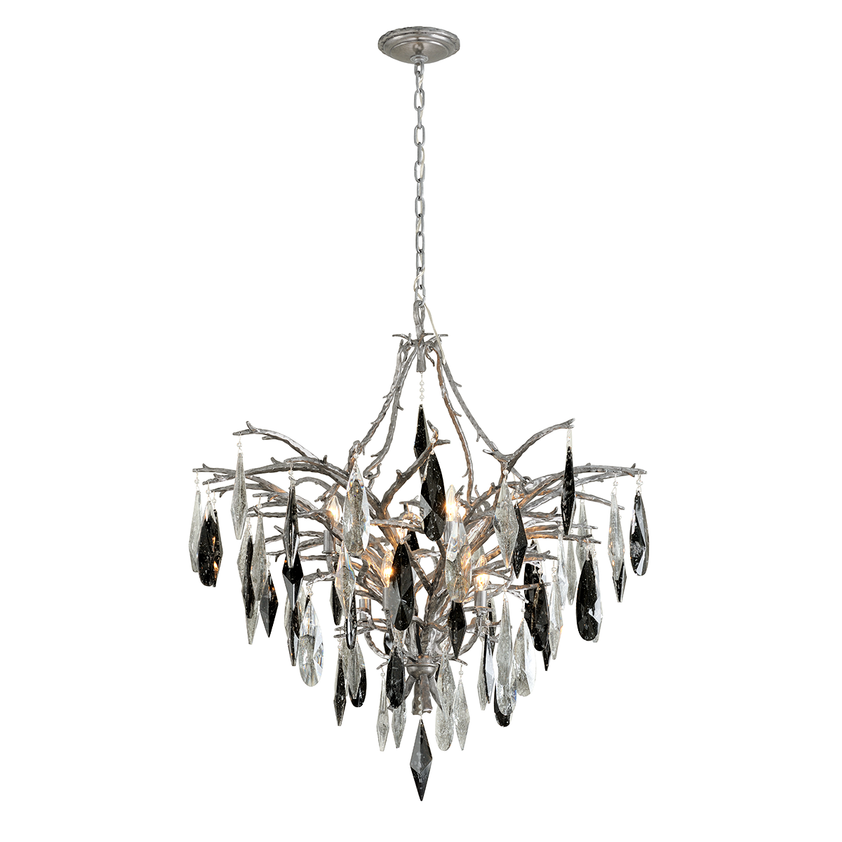 Nera Chandelier 37" - Blackened Silver Leaf