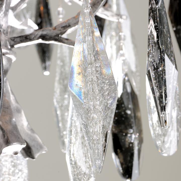 Nera Chandelier 37" - Blackened Silver Leaf