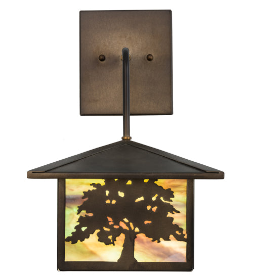 10"W Oak Tree Lantern Wall Sconce