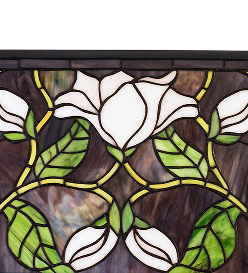 25" Wide X 11" High Magnolia Stained Glass Window