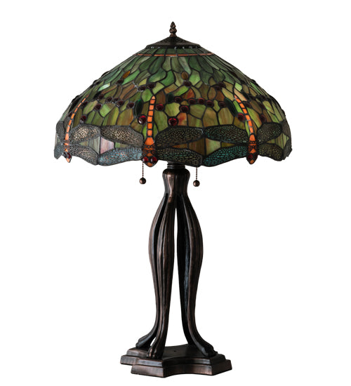 31" High Tiffany Hanginghead Dragonfly Table Lamp