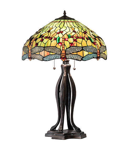 31" High Tiffany Hanginghead Dragonfly Table Lamp