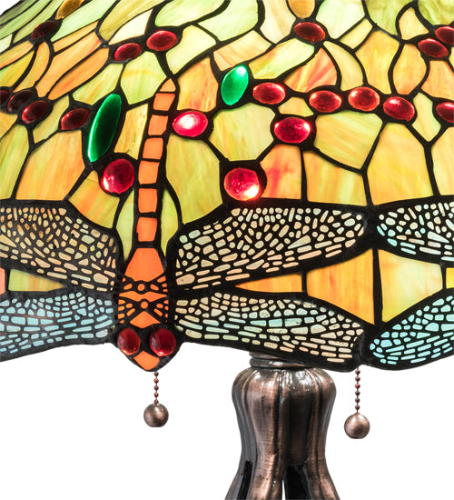 31" High Tiffany Hanginghead Dragonfly Table Lamp