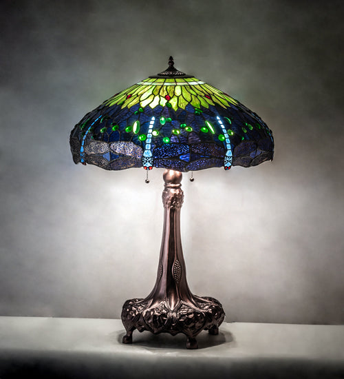 31" High Tiffany Hanginghead Dragonfly Table Lamp