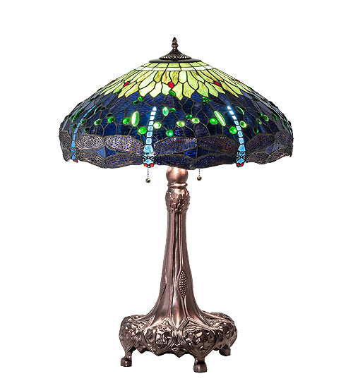 31" High Tiffany Hanginghead Dragonfly Table Lamp