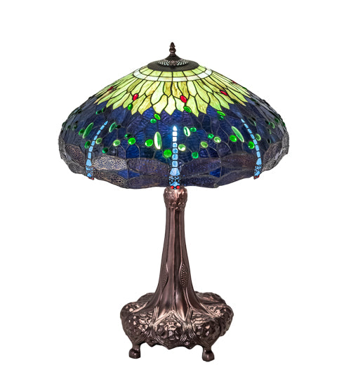 31" High Tiffany Hanginghead Dragonfly Table Lamp