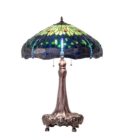 31" High Tiffany Hanginghead Dragonfly Table Lamp