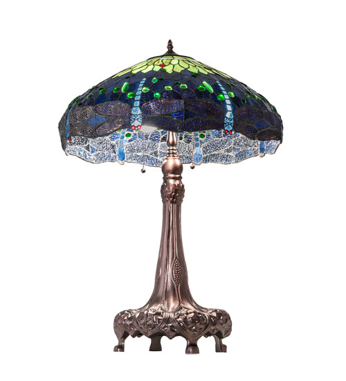 31" High Tiffany Hanginghead Dragonfly Table Lamp