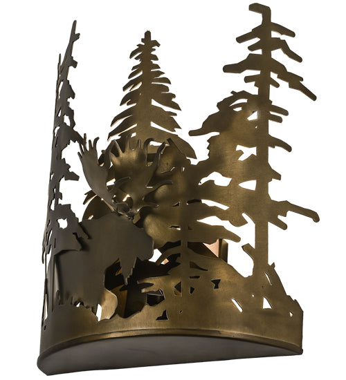 11"W Moose Through The Trees Wall Sconce