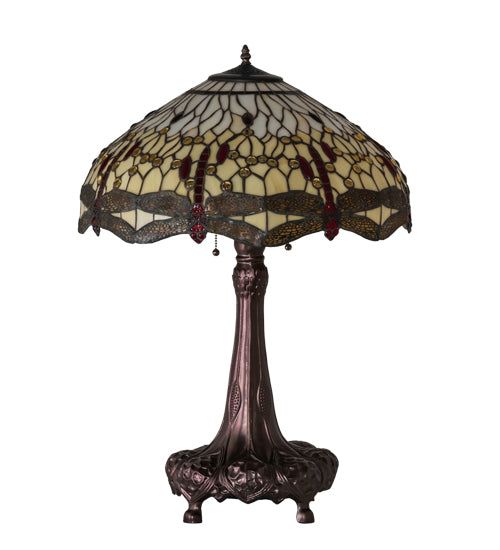 31" High Tiffany Hanginghead Dragonfly Table Lamp