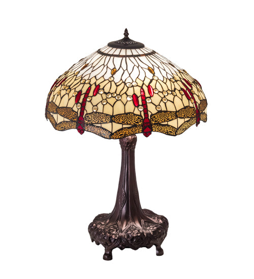 31" High Tiffany Hanginghead Dragonfly Table Lamp