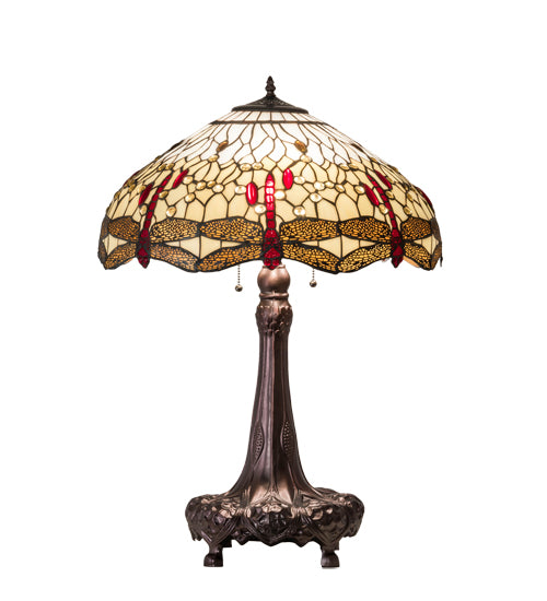 31" High Tiffany Hanginghead Dragonfly Table Lamp