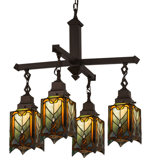 27"W Cottage Mission 4 Lt Chandelier