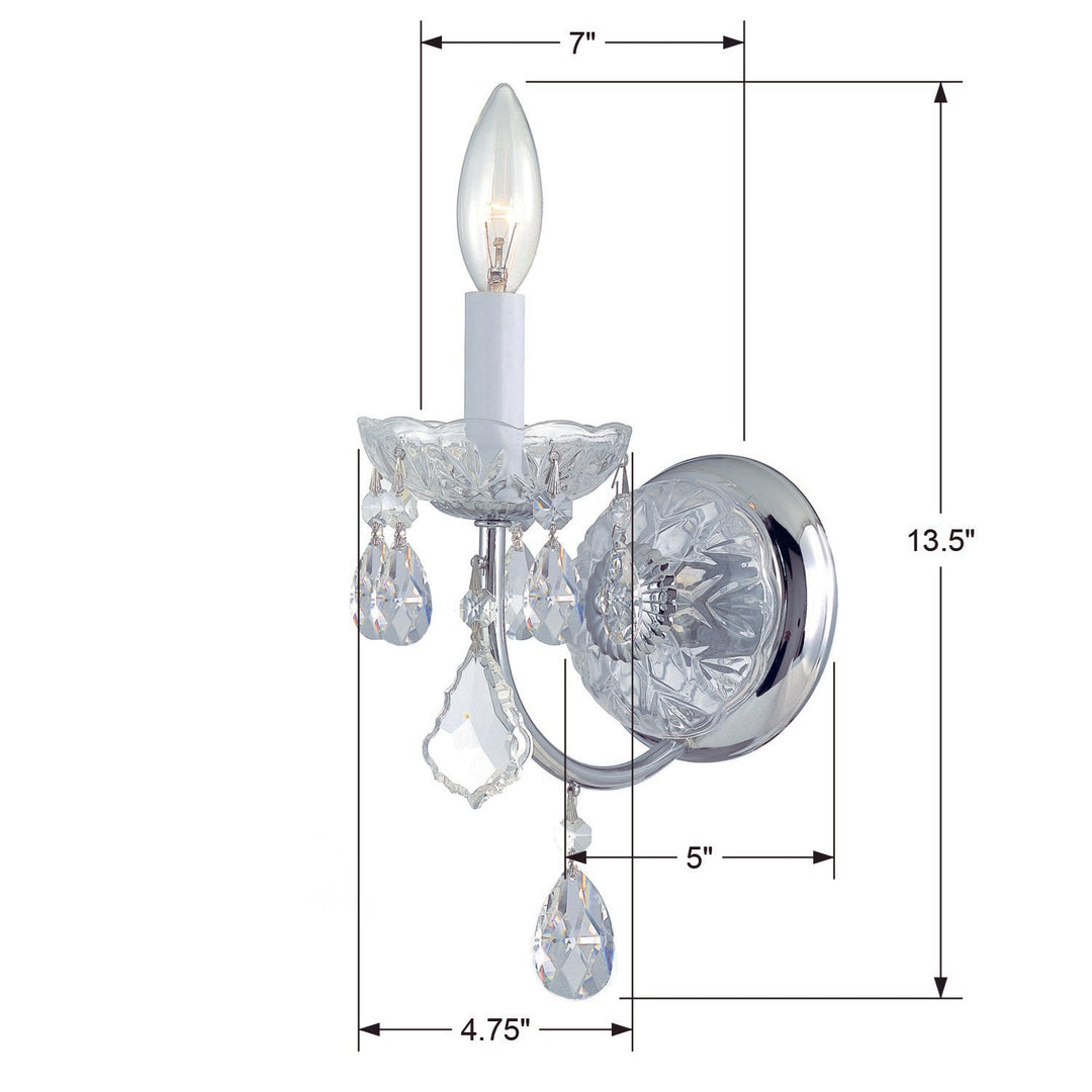 Crystorama Imperial 1 Light Hand Cut Crystal Polished Chrome Sconce