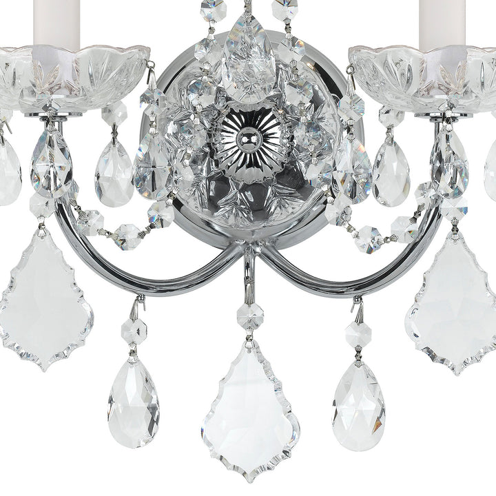 Crystorama Imperial 2 Light Hand Cut Crystal Polished Chrome Sconce