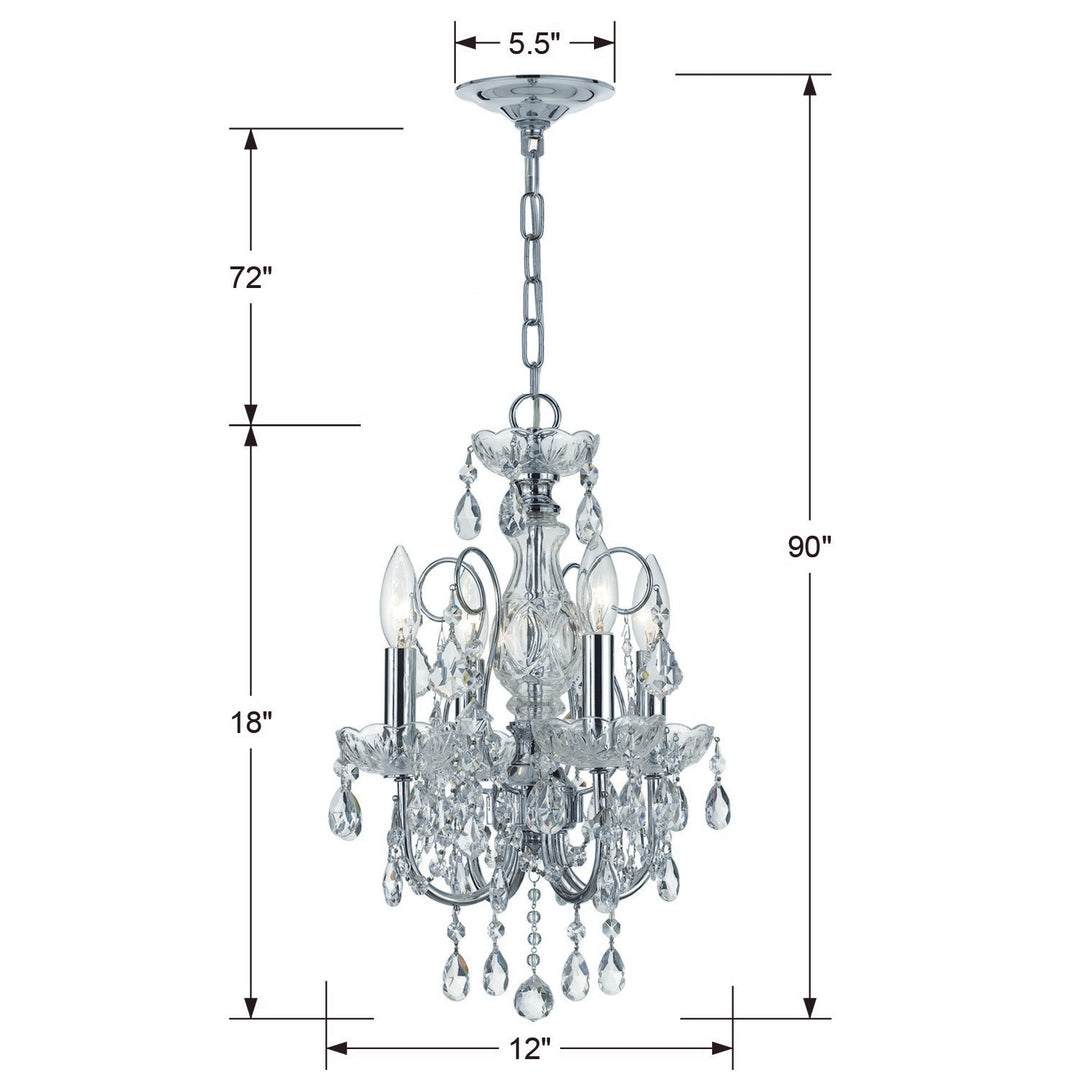 Crystorama Imperial 4 Light Clear Italian Crystal Polished Chrome Mini Chandelier