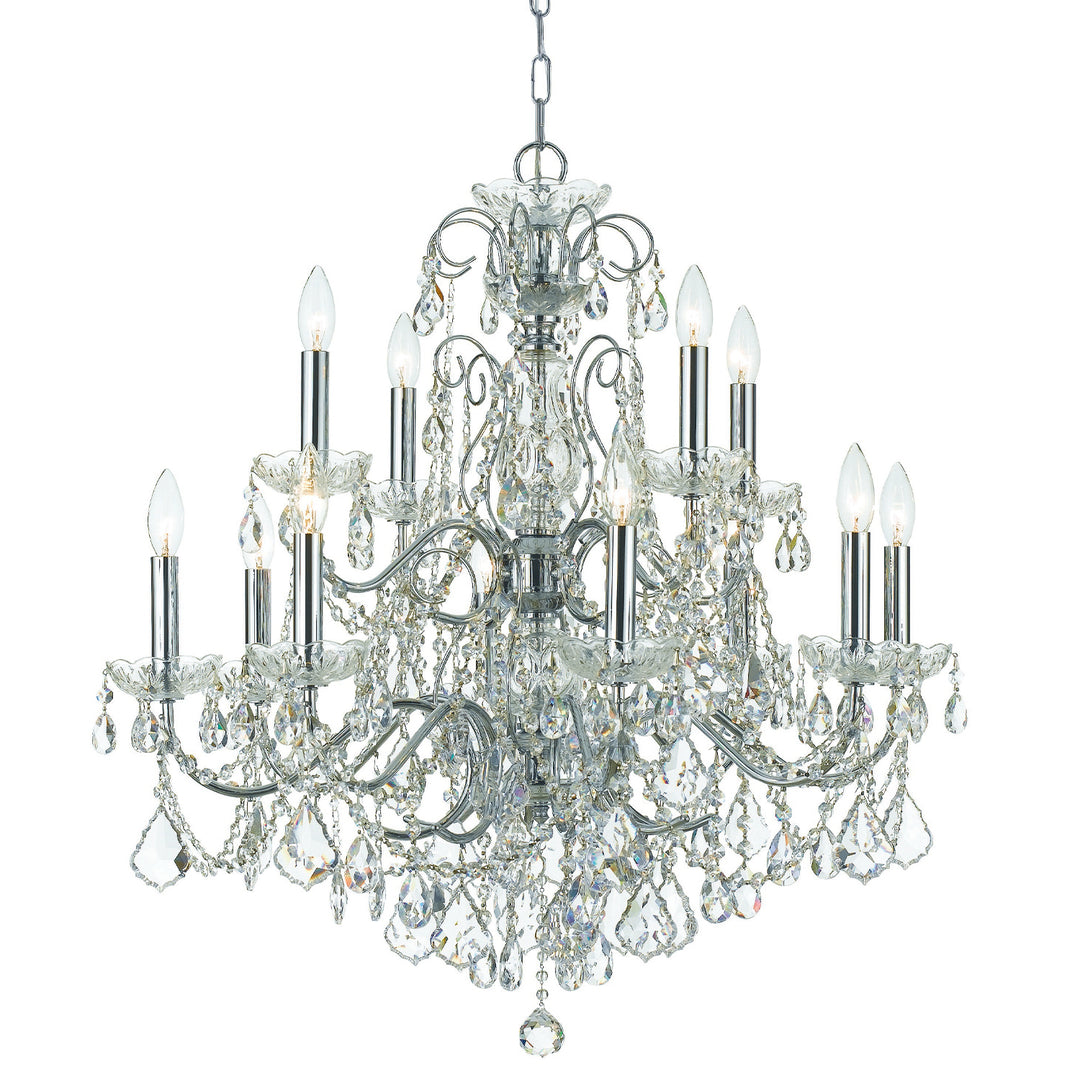 Crystorama Imperial 12 Light Clear Italian Crystal Polished Chrome Chandelier