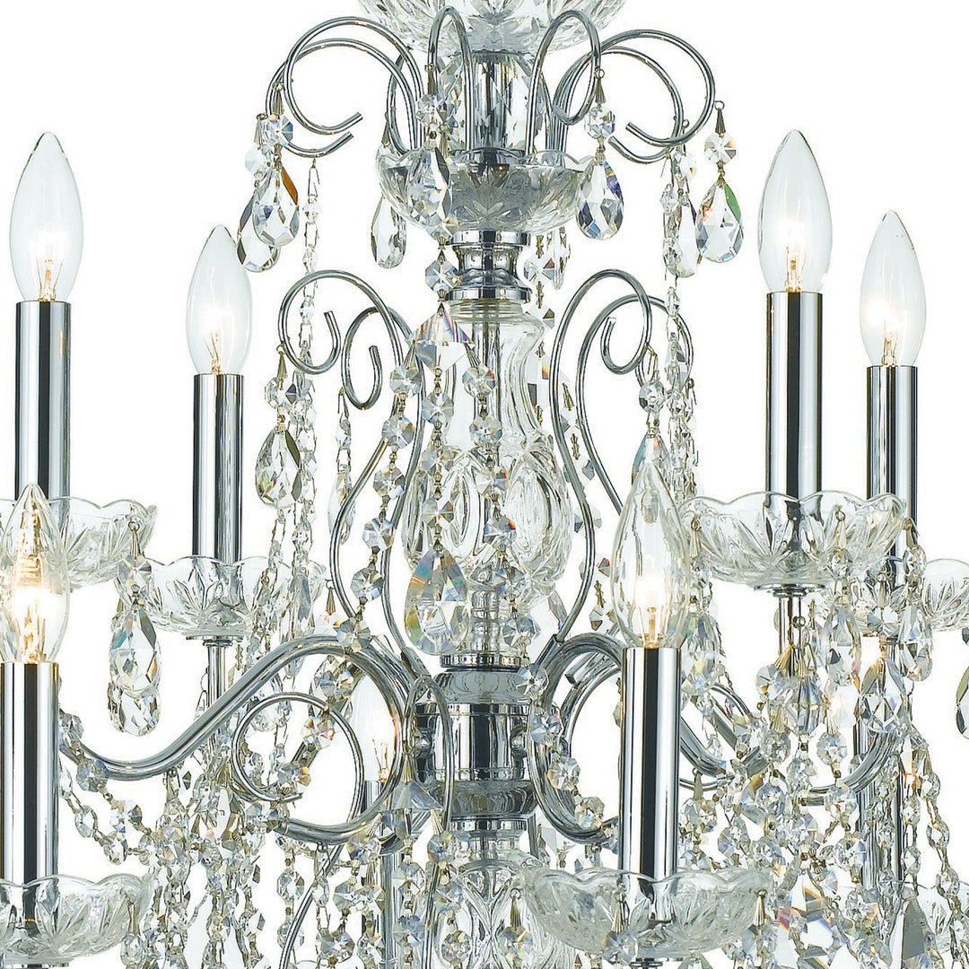 Crystorama Imperial 12 Light Clear Italian Crystal Polished Chrome Chandelier