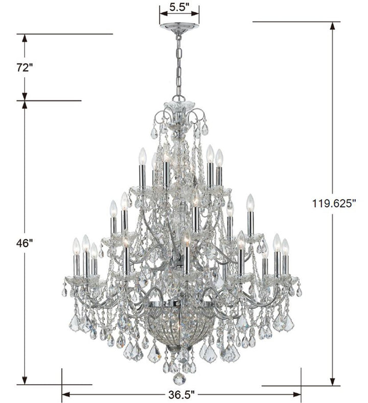 Crystorama Imperial 26 Light Hand Cut Crystal Polished Chrome Chandelier