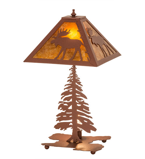 21"H Lone Moose Tall Pines Table Lamp