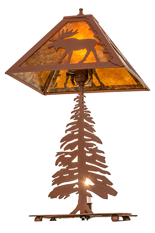 21"H Lone Moose Tall Pines Table Lamp