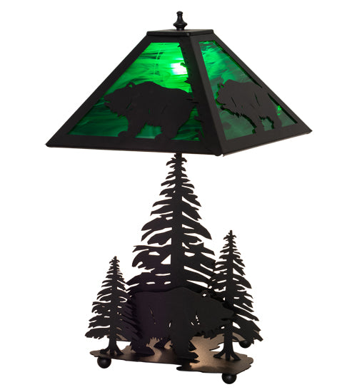 21"H Grizzly Bear Through The Trees Table Lamp