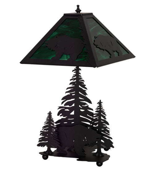 21"H Grizzly Bear Through The Trees Table Lamp