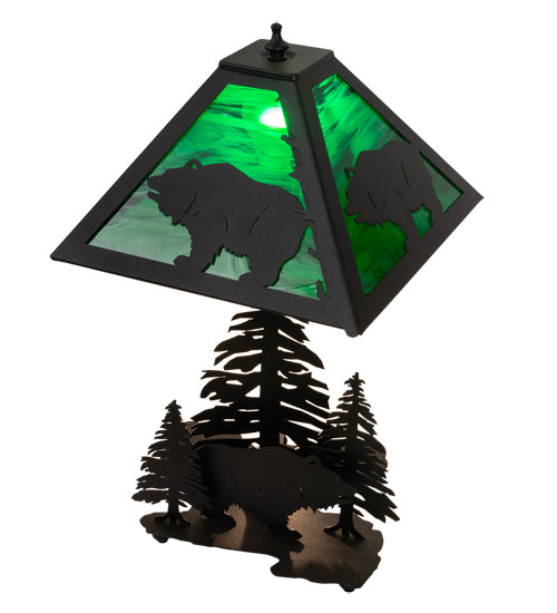 21"H Grizzly Bear Through The Trees Table Lamp