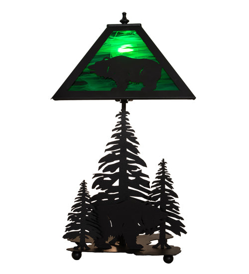 21"H Grizzly Bear Through The Trees Table Lamp