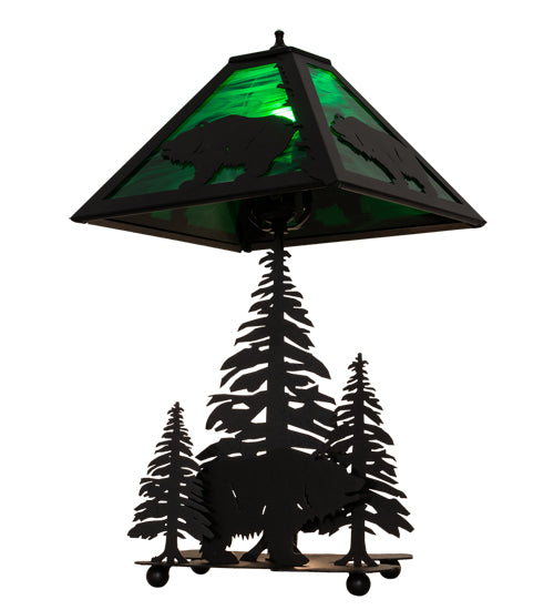 21"H Grizzly Bear Through The Trees Table Lamp