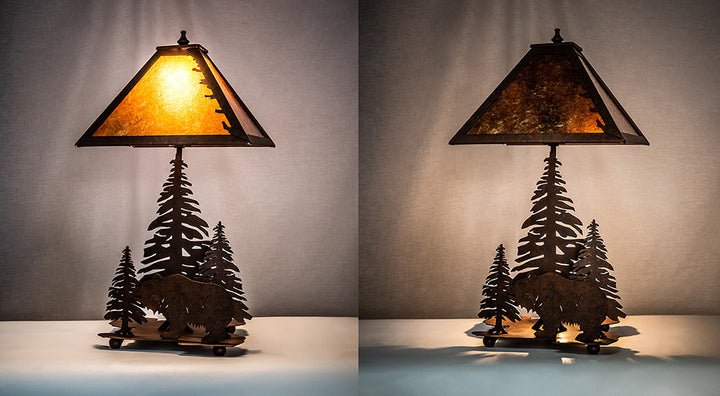 21"H Grizzly Bear Through The Trees Table Lamp