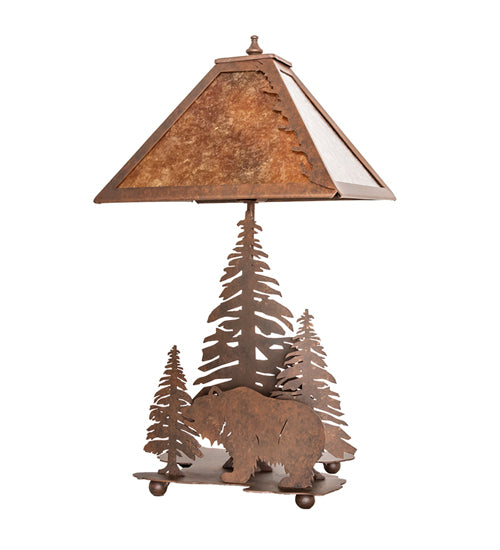 21"H Grizzly Bear Through The Trees Table Lamp