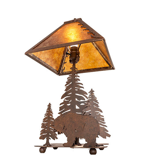 21"H Grizzly Bear Through The Trees Table Lamp