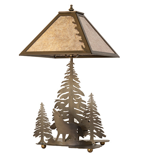 21"H Northwoods Wolf On The Loose Table Lamp