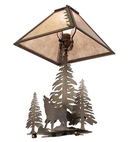 21"H Northwoods Wolf On The Loose Table Lamp