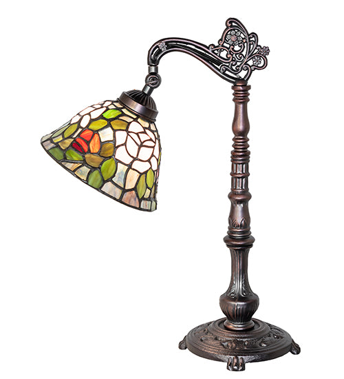 20" High Tiffany Rosebush Bridge Arm Desk Lamp