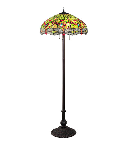 62" High Tiffany Hanginghead Dragonfly Floor Lamp