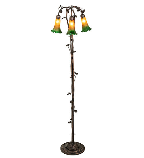 58" High Amber/Green 3 Light Floor Lamp