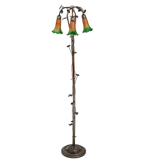 58" High Amber/Green 3 Light Floor Lamp