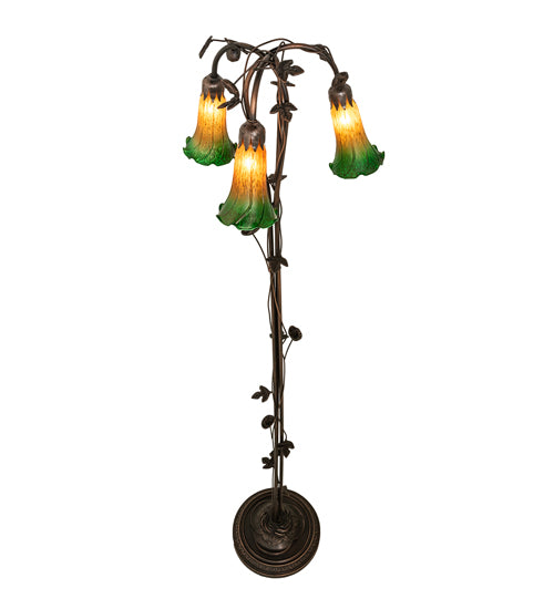 58" High Amber/Green 3 Light Floor Lamp