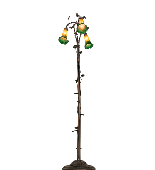 58" High Amber/Green 3 Light Floor Lamp