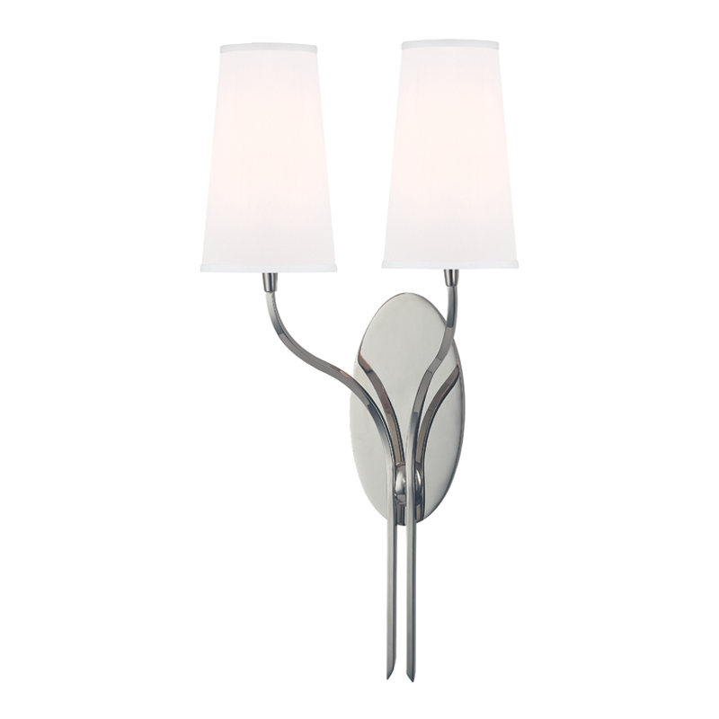 Rutland Wall Sconce White Shade, 12" - Polished Nickel