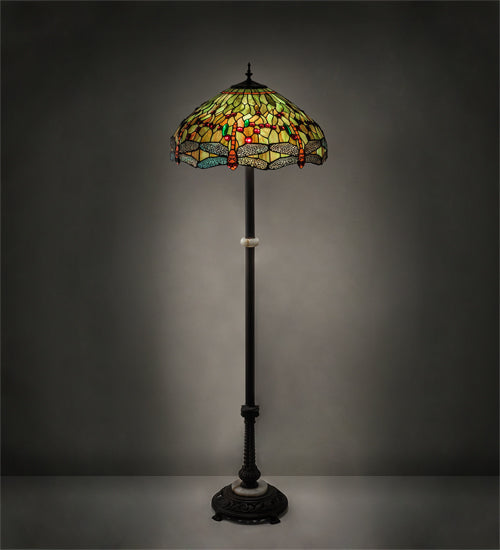 62" High Tiffany Hanginghead Dragonfly Floor Lamp